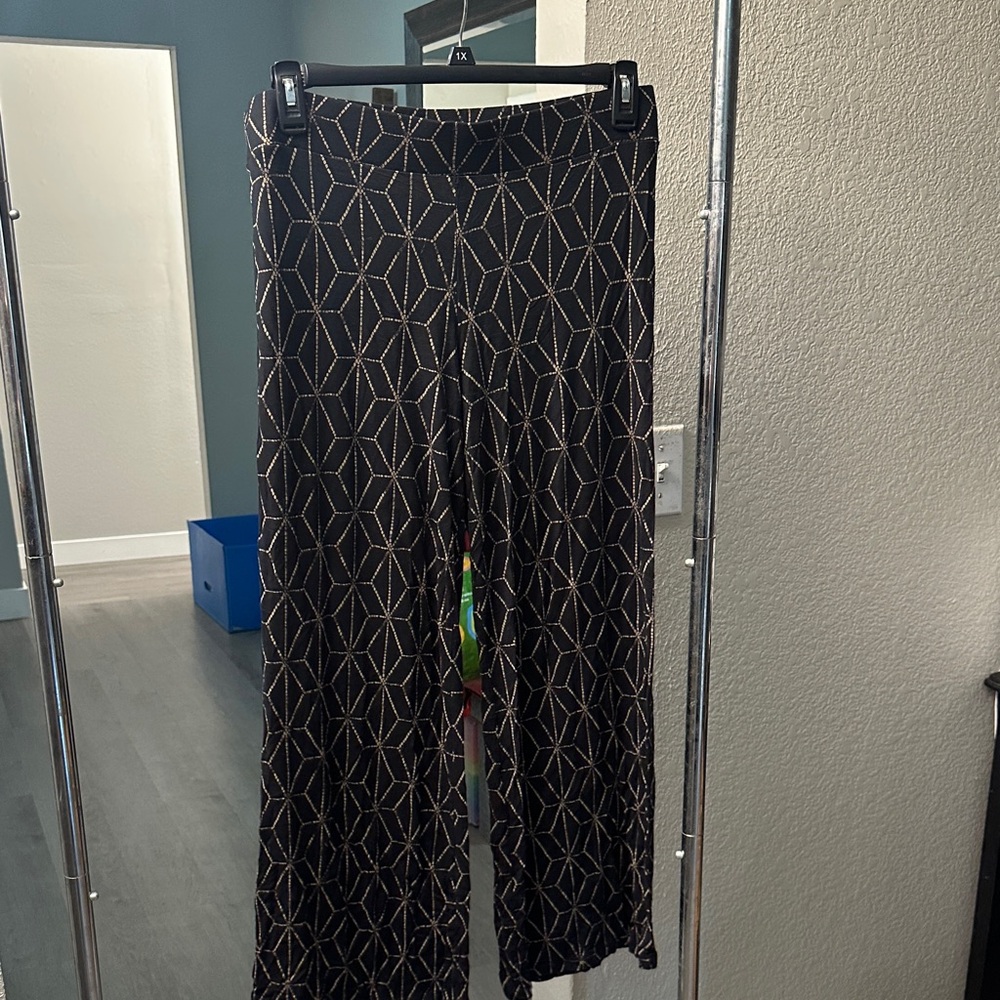 Geometric Black and Gold Women's Pants